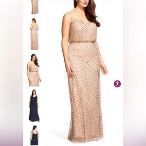 Adrianna Papell Dress Size 2 Pink Beaded Gown Prom Bridesmaid Art Deco Gatsby